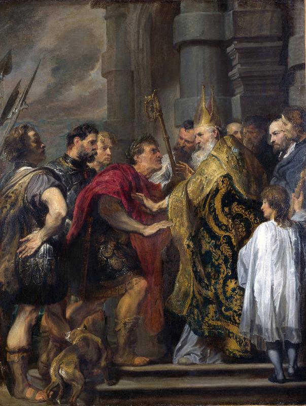 Saint Ambrose barring Theodosius I from Milan Cathedral, Anthony Van Dyck